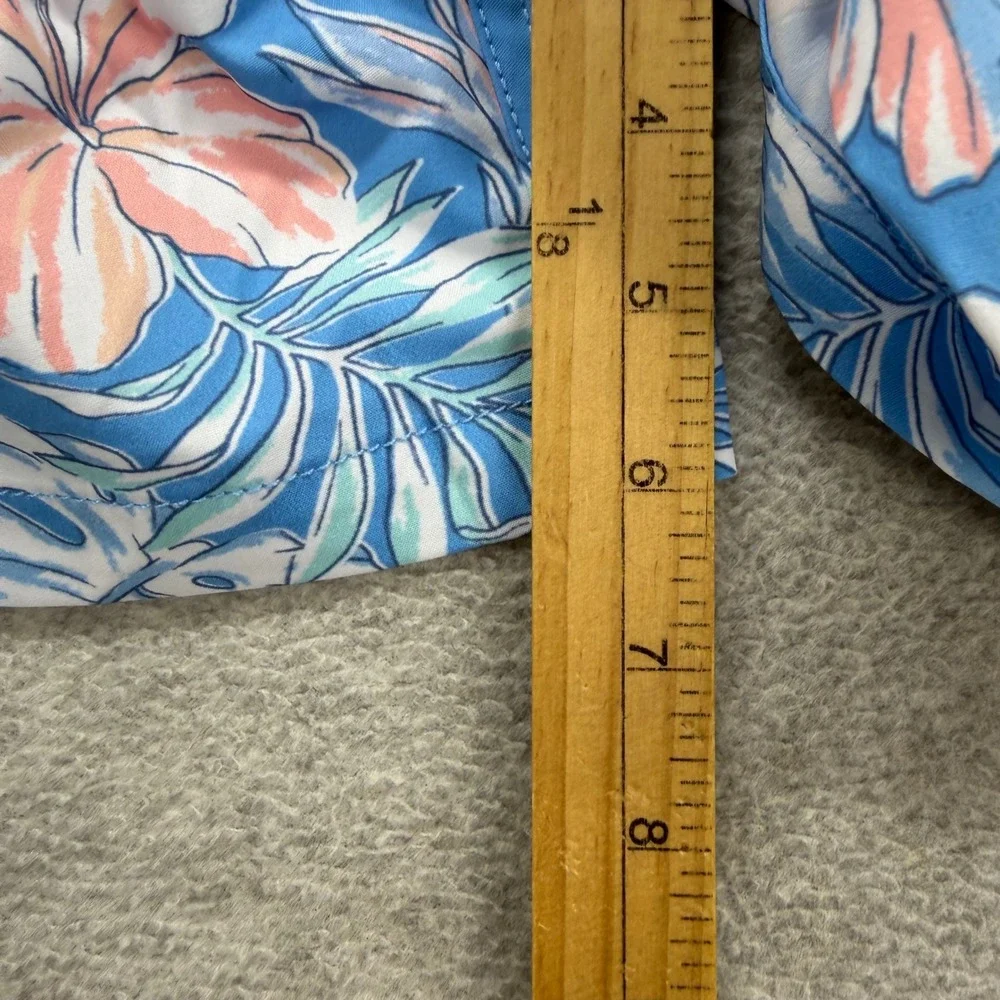 Vintage Summer Swim Trunks Men XXL Blue Tropical Turtle Floral Volley Shorts NEW